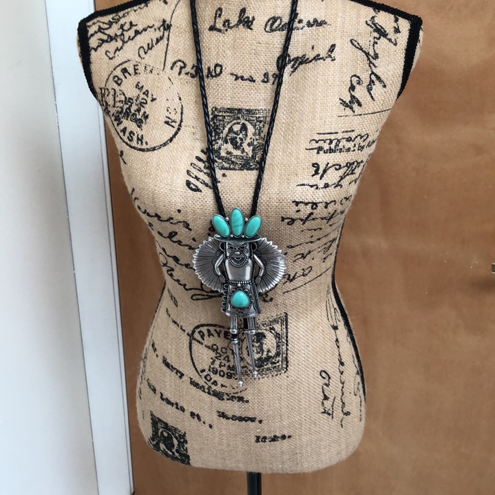 Turquoise and Silver Elephant Pendant Necklace